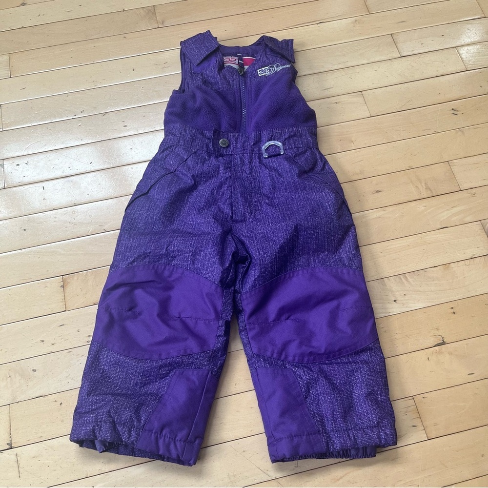 Girls Toddler Weatherproof 32 Degrees Snow pants Bib Fleece top Purple size 2T